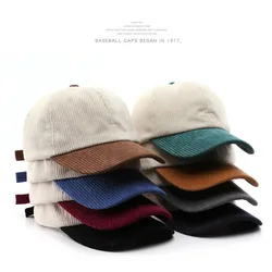 Spring Autumn Corduroy Spliced Color Baseball Caps for Men Women Casual Trendy Versatile Couple Outdoor Solid Hats Adjustable Go