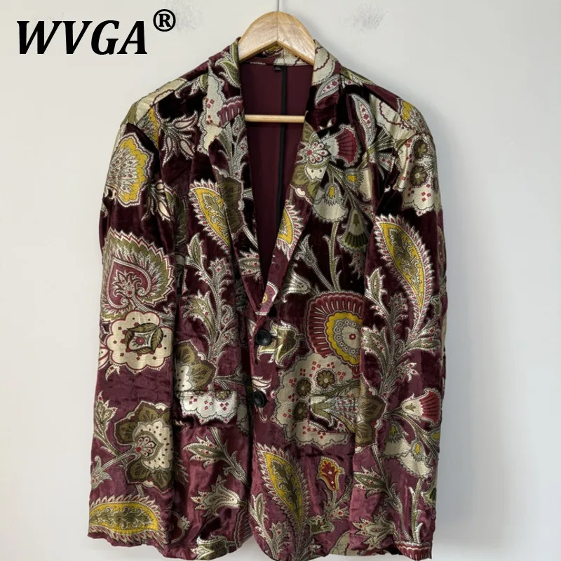 

WVGA Suit Coat Spring Autumn New Man Tide High Street Printed Trendy Design Turn-Down Collar Niche Chic Casual Blazer Ins W11315
