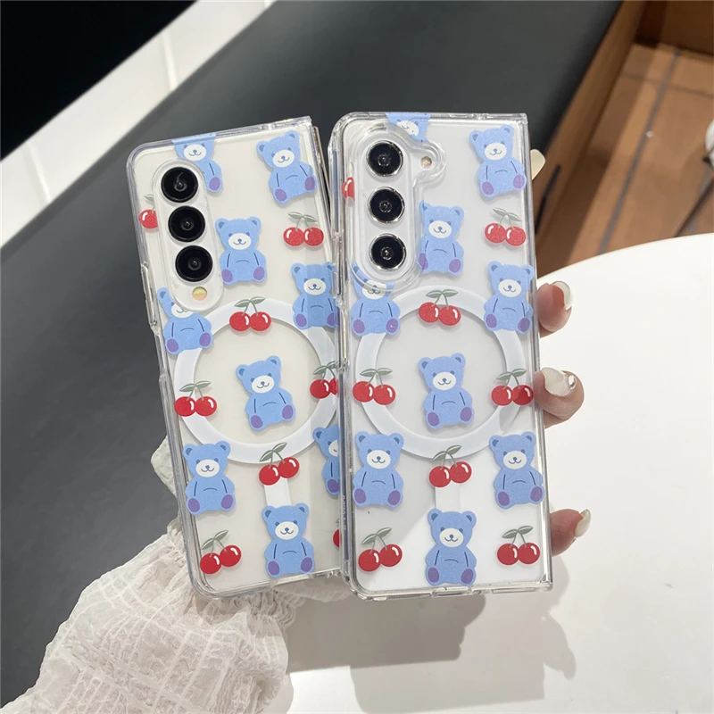 Anime Bear Dragon Ball Goku Master Roshi One Piece Korean Style For Samsung Galaxy Z Fold 3 4 5 6 Cover Phone Case Toy Gift