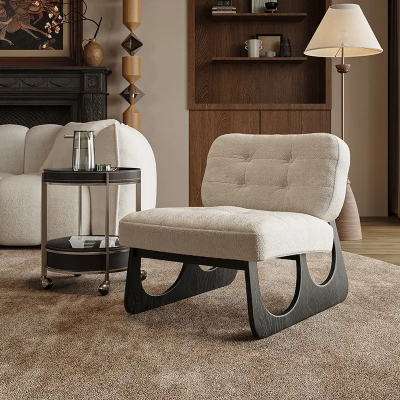 Leisure chair single sofa chair special-shaped designer solid wood Nordic wabi-sabi wind Nordic retro living room single chair