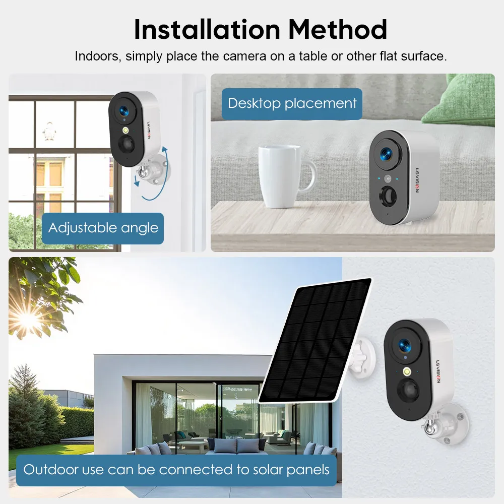 LS VISION 2K 5MP 4G SIM Card Camera Human Detection WiFi Camera Built-In 5200mAh Battery Security Surveillance Camcorder Video