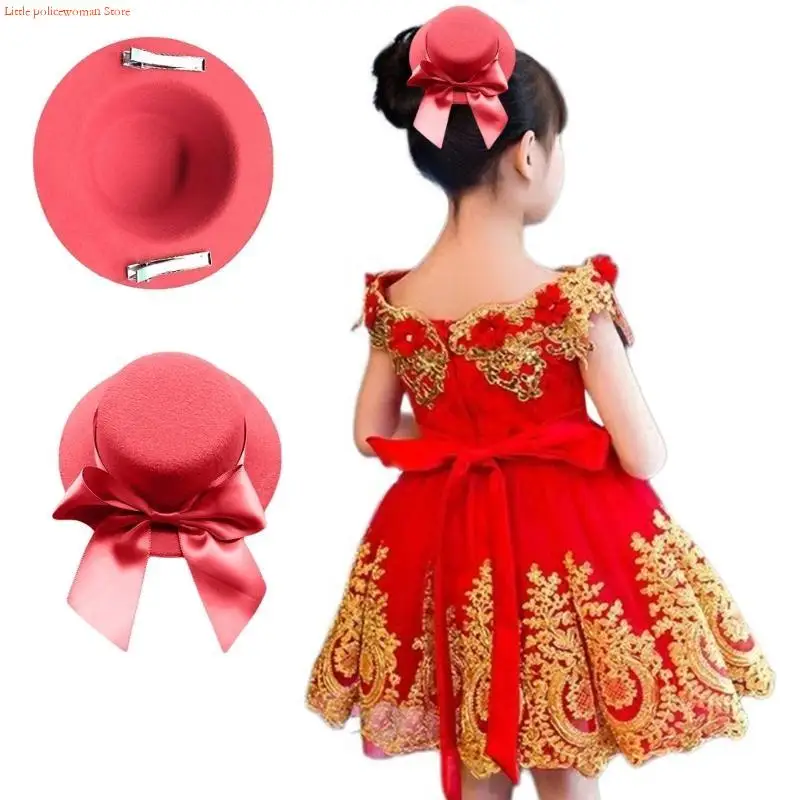 F92D Lady Hairpin Bowknot Decals Fascinator Hat Hair Clip for Halloween Braid Wedding