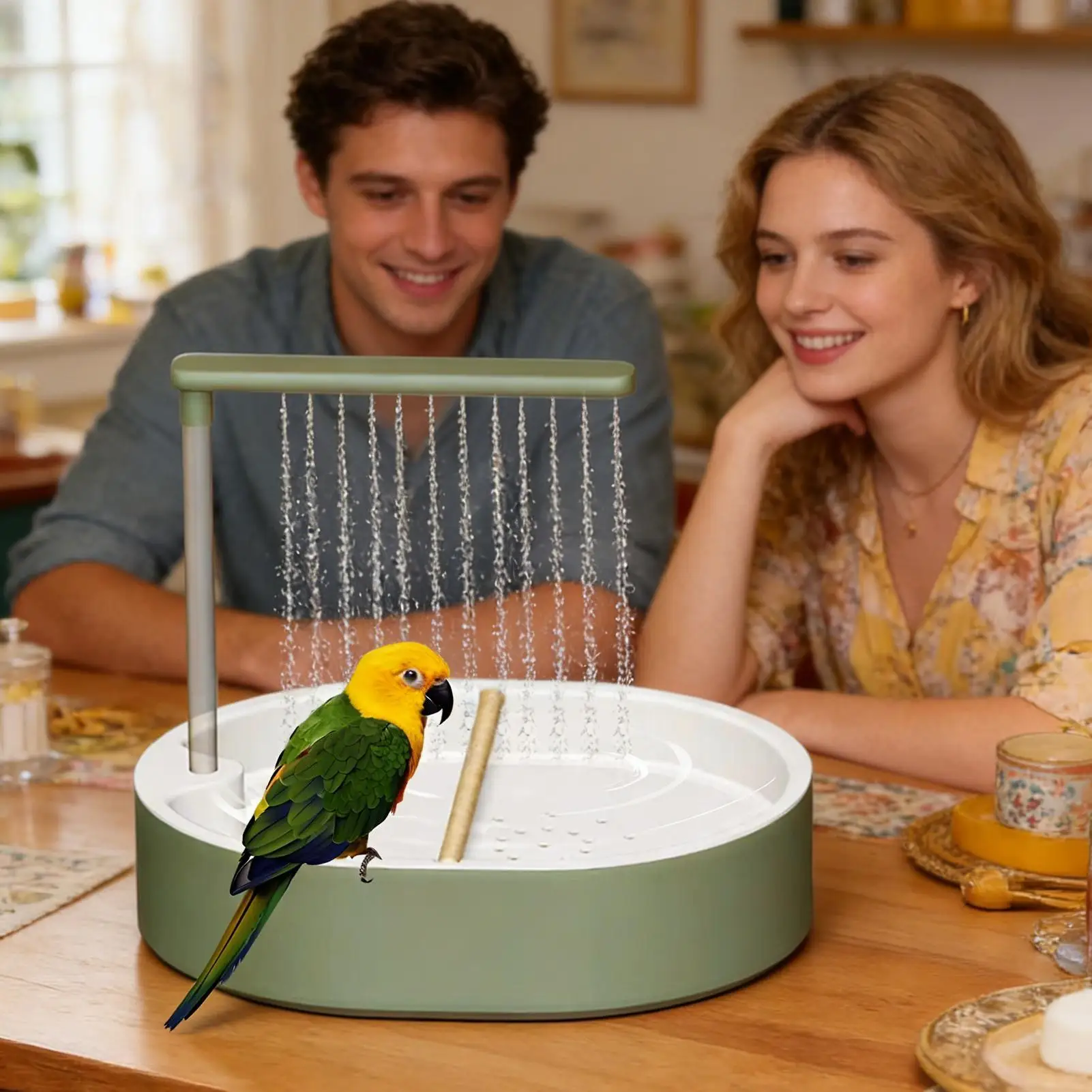 

Автоматическая циркуляционная ванна-душ для птиц с 26 отверстиями для попугаев, корелл, волнистых попугайчиков и других птиц
