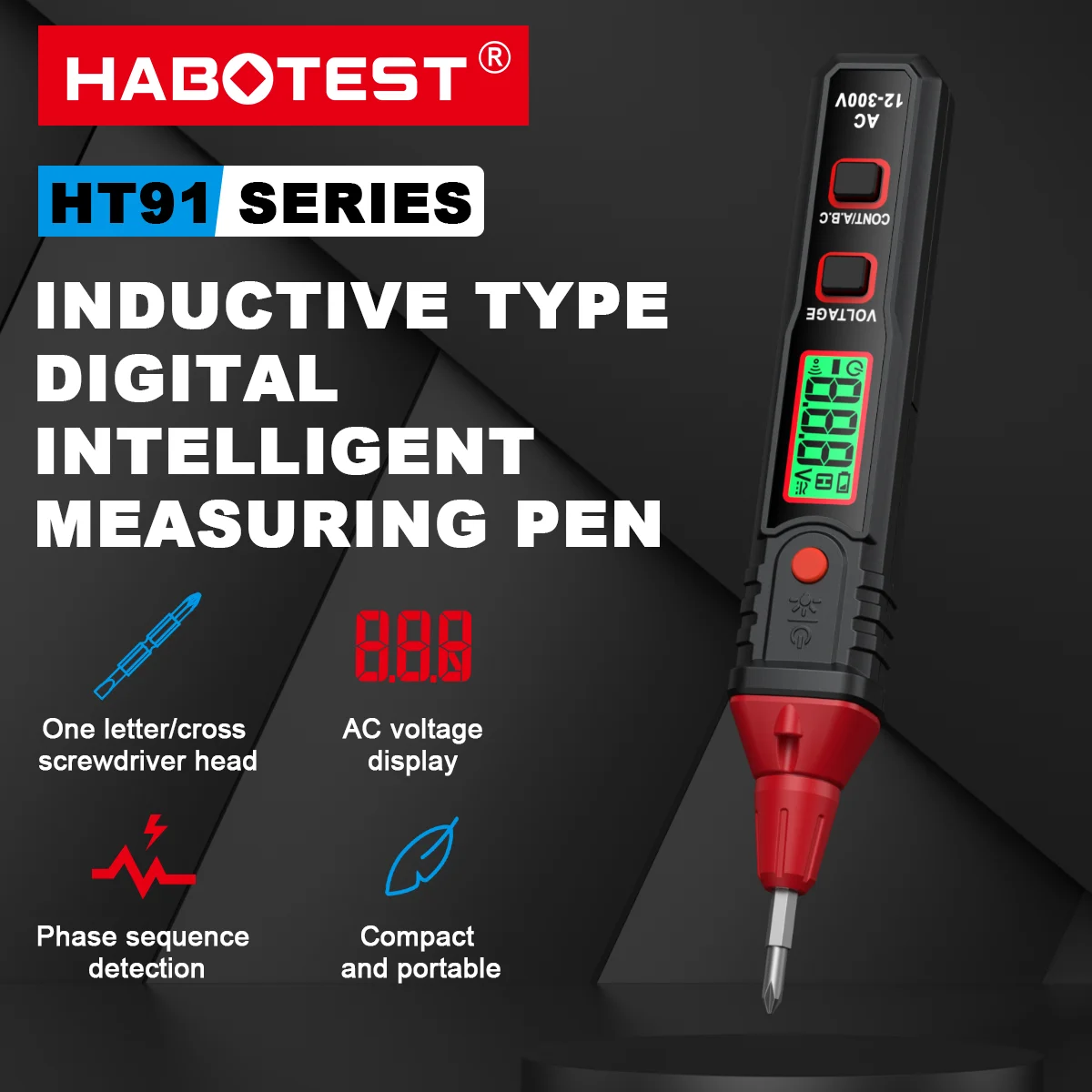 

HABOTEST HT91 Non-Contact Voltage Tester Electrician Screwdriver Probe Light Electroprobe Test Pen for Electrician Tools