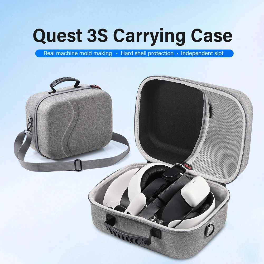 Hard Carry Case for Meta Quest 3 Handbag Waterproof Travel Storage Bag Mesh Pocket for Meta Quest 3 VR Headset Game Controller