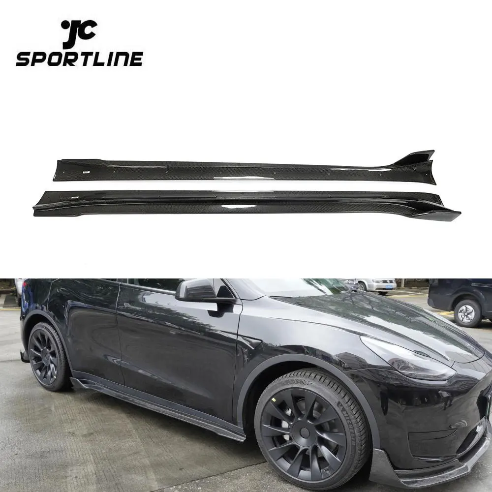 Carbon Fiber Side Skirt Extensions for Tesla Model Y Sport Utility 4-Door 2019-2021