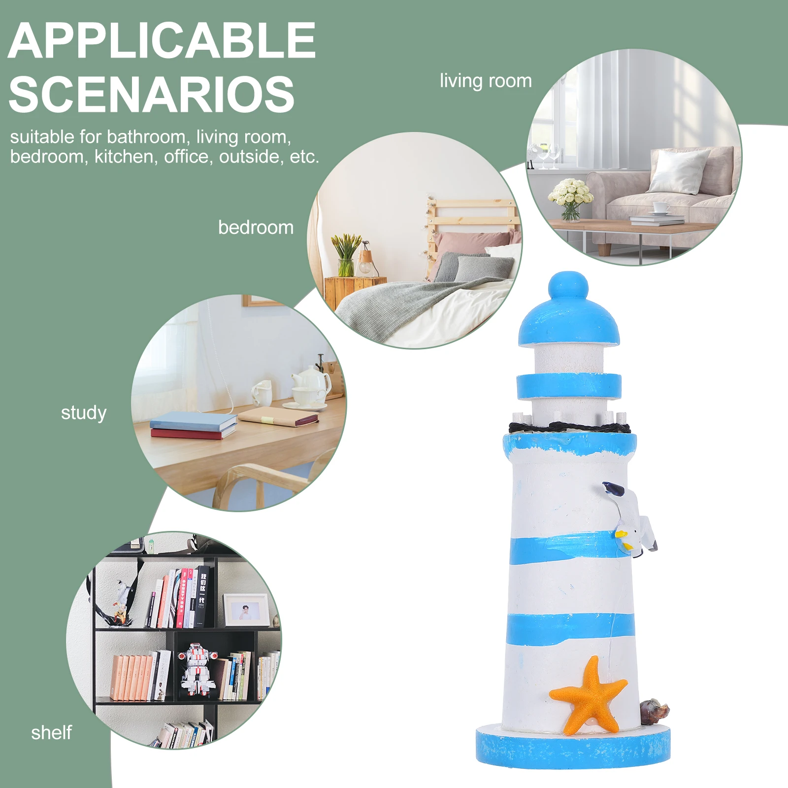 

Creative Wooden Lighthouse Ornament Mediterranean Style Nautical Decoration Tabletop Home Desktop Decor Craft Gift Friends
