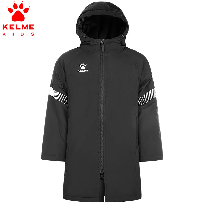 

KELME Kid Winter Jacket Clothing Long Solid Sports Training Coat Child Overcoat Outrwear Warm Cotton Padded Winter Coat 8161MF3