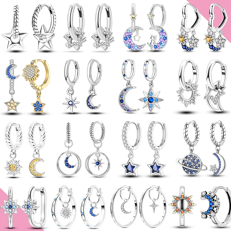 حار بيع 925 أقراط الحلقة الفضية للمرأة Satr القمر انخفاض القرط Pendientes غرامة مجوهرات