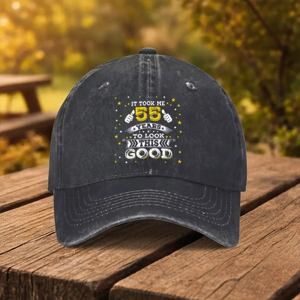 55Th Birthday Slogan Print Baseball Cap Unisex Fashion Duck Tongue Hat Suitable for Outdoor Sports Fitness Travel Outing Multipl