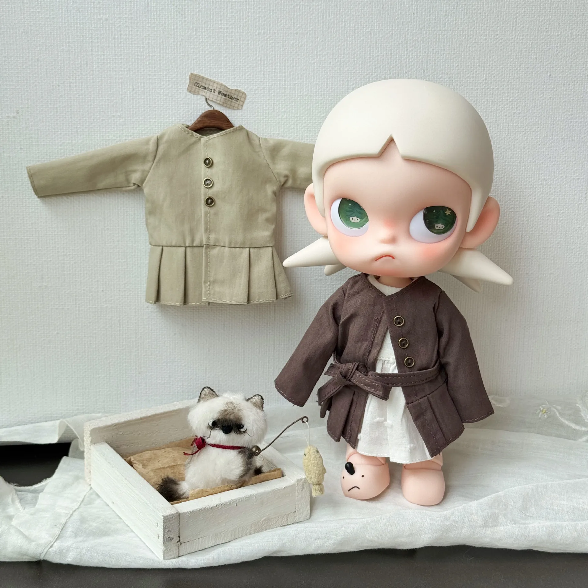 1/6 Scale BJD Doll Spring Autumn Fashion Trench Coat 10cm Doll Outerwear Casual Jacket Clothes Suitable for Zsiga Azone