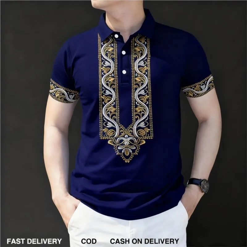 2026 Mens Barong Polo Shirt for men Clothing Ethnic Style Vintage Polo shirt ASEAN Clothing Tops Ethnic Polo Shirt Oversize