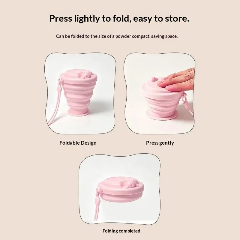 Silicone Foldable Cup Collapsible Telescopic Cute Water Bottle Outdoor Travel Children Cups Teacups Ware Jug Drink Water Cup view 4