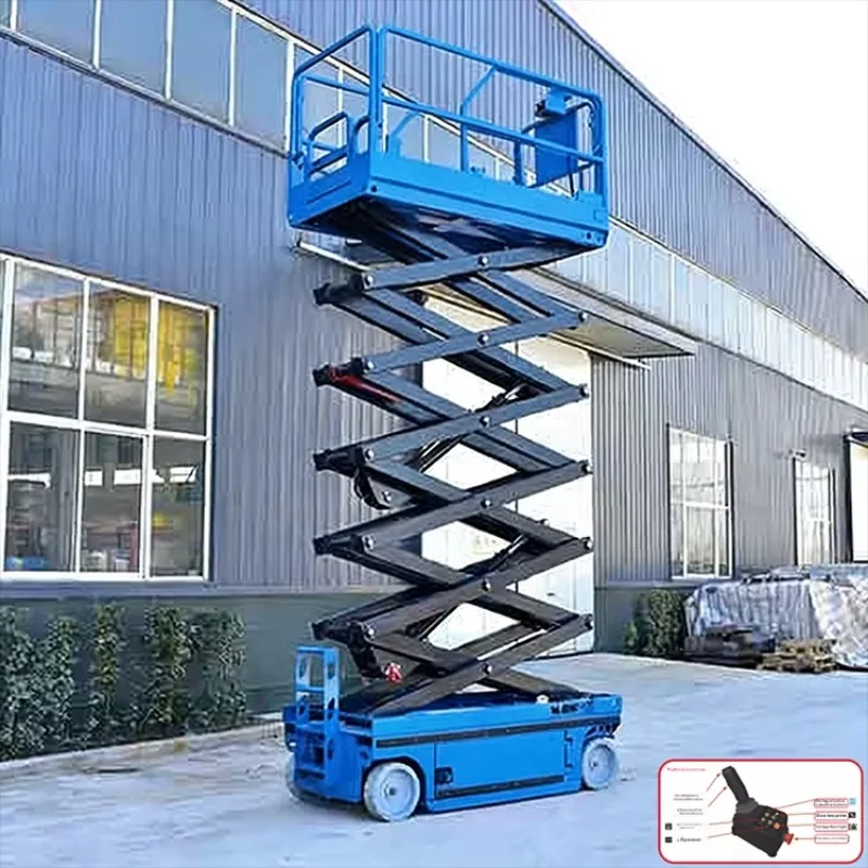 10-18m One Button Automatic Control Self Drive Mobile Lifting Scissor Lift Full Electric Aerial Warehouse Handling Cart