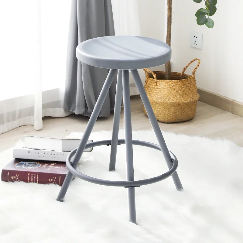 

Round stool, wooden stool, durable retro high legged, raised front desk chair, bar stool, gray dining chair