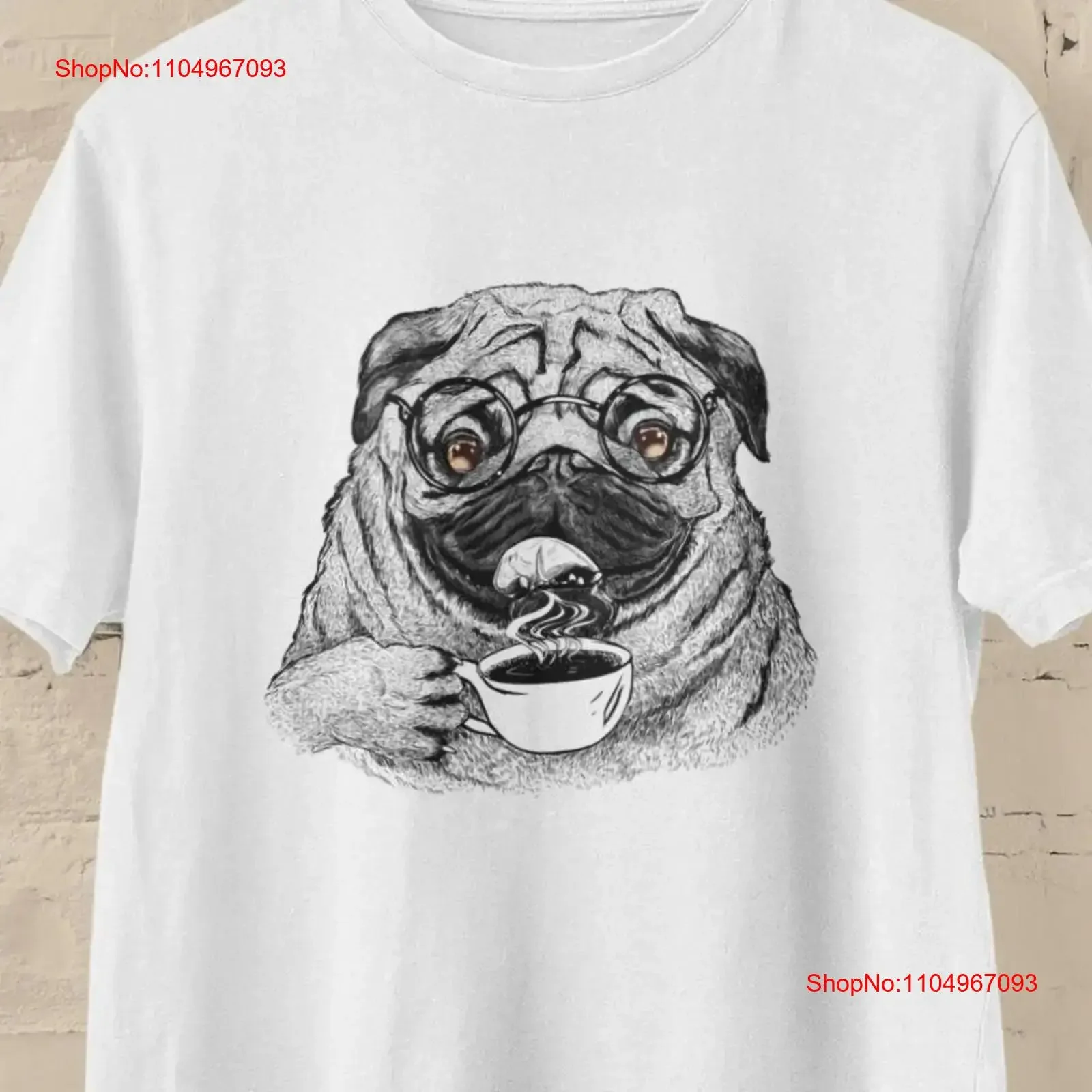 Camiseta de café Pug para mamá, amante de los perros divertido, bebiendo para papá, Top lavado vintage con cafeína para uso diario, moda ligeramente