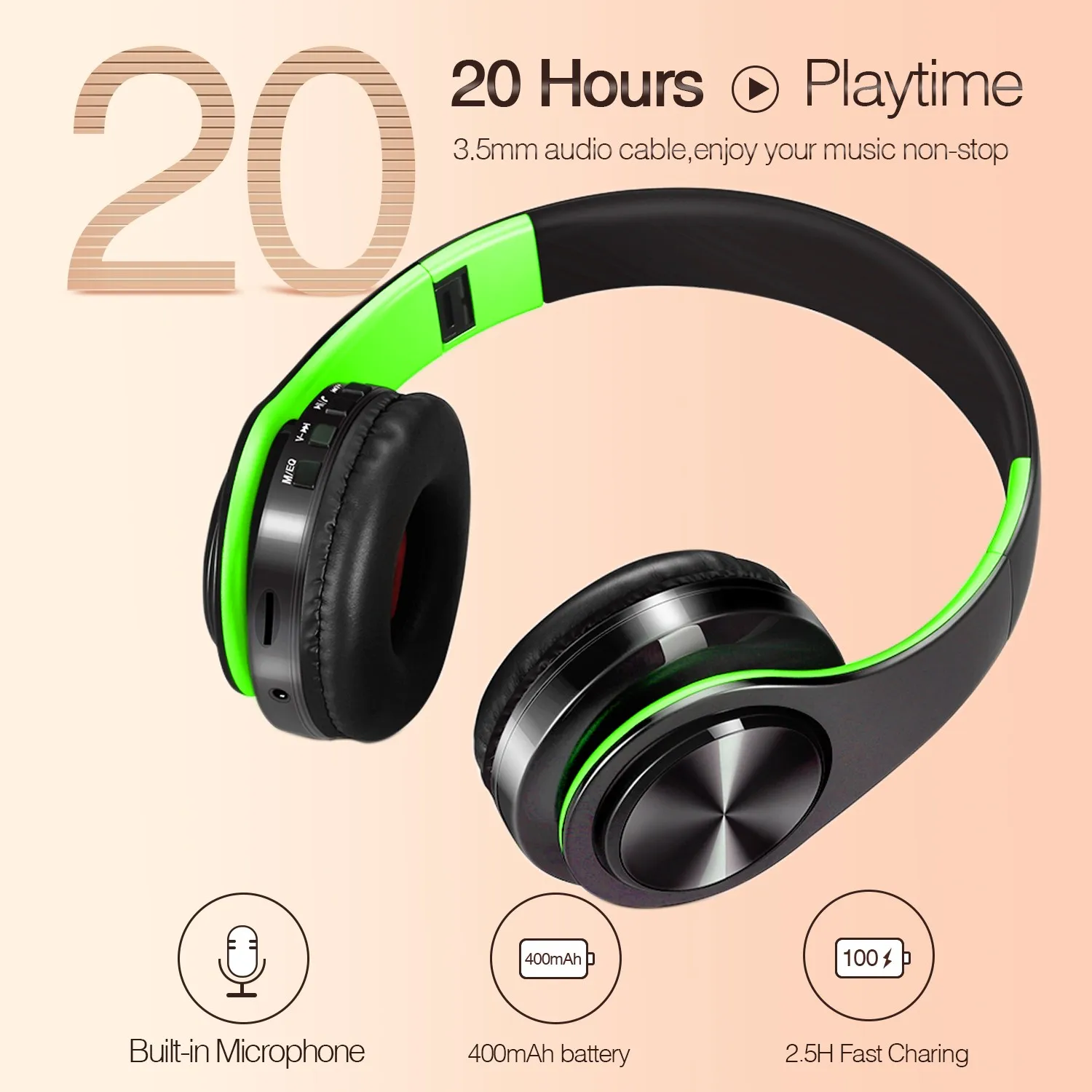 Auriculares de regalo para niña y niño, auriculares estéreo inalámbricos con Bluetooth, micrófono incorporado, orejeras suaves, auriculares deportivos bajos para Ios y Android