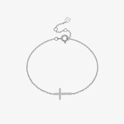 VEWANT 925 Sterling Silver CZ Zircon Cross Charm Pendant Chain Bracelet for Women 2024 Classical Dainty Birthday Gift Jewelry