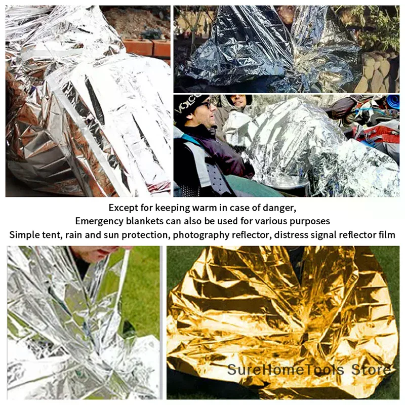 بطانية الإنقاذ في حالات الطوارئ الدفء بقاء بطانية مقاوم للماء بقاء بطانية في الهواء الطلق بطانية حرارية السفر التخييم التنزه #4