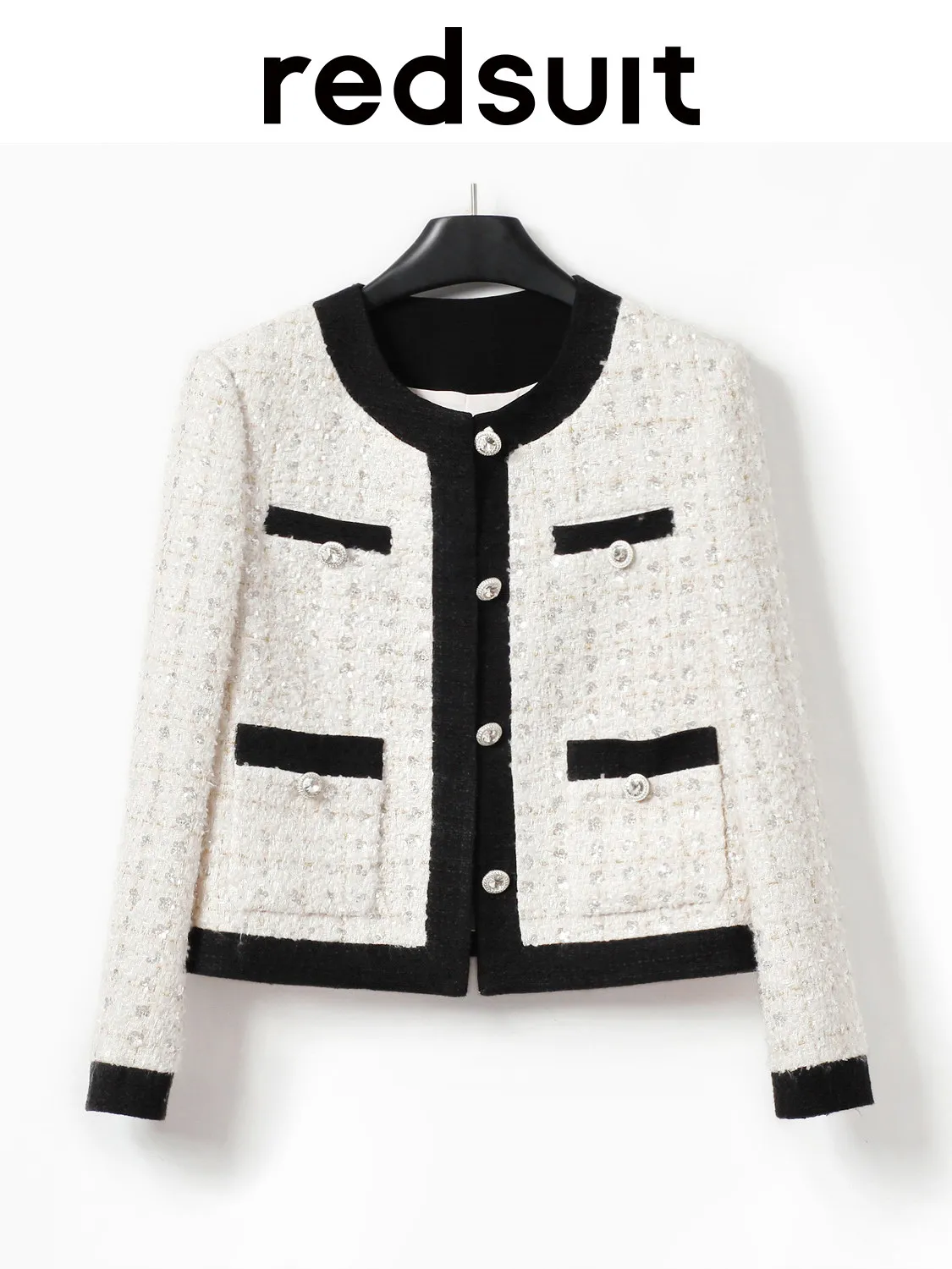 New Age reducing sequin splicing contrasting classic coat for commuting Customized ruler