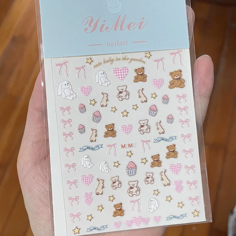 Наклейки-для-скрапбукинга-в-стиле-Лолита-3d-рельефные-стикеры-с-зайчиками-медвежатами-и-бантиками-в-сказочном-стиле-каваи-для-девочек-подарок