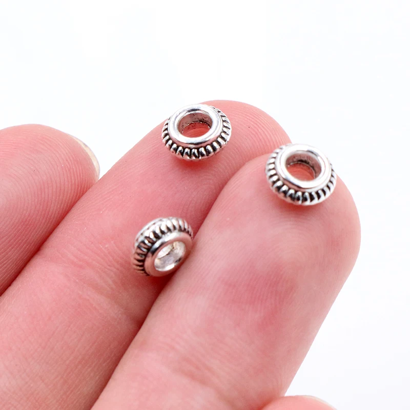 Image 4: 50 pcs/lot Antique or argent plaqué boule à sertir fin perles Dia 5mm bouchon entretoise perles pour bricolage bijoux faisant des fournitures