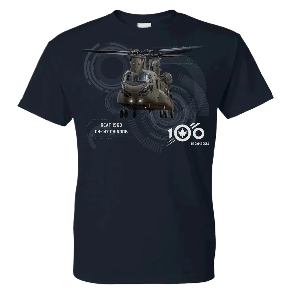 RCAF 100 Legacy CH-147 Chinook Heavy Lifting Helicopter T-Shirt New 100% Cotton O-Neck Short Sleeve Summer Casual Mens T-shirt