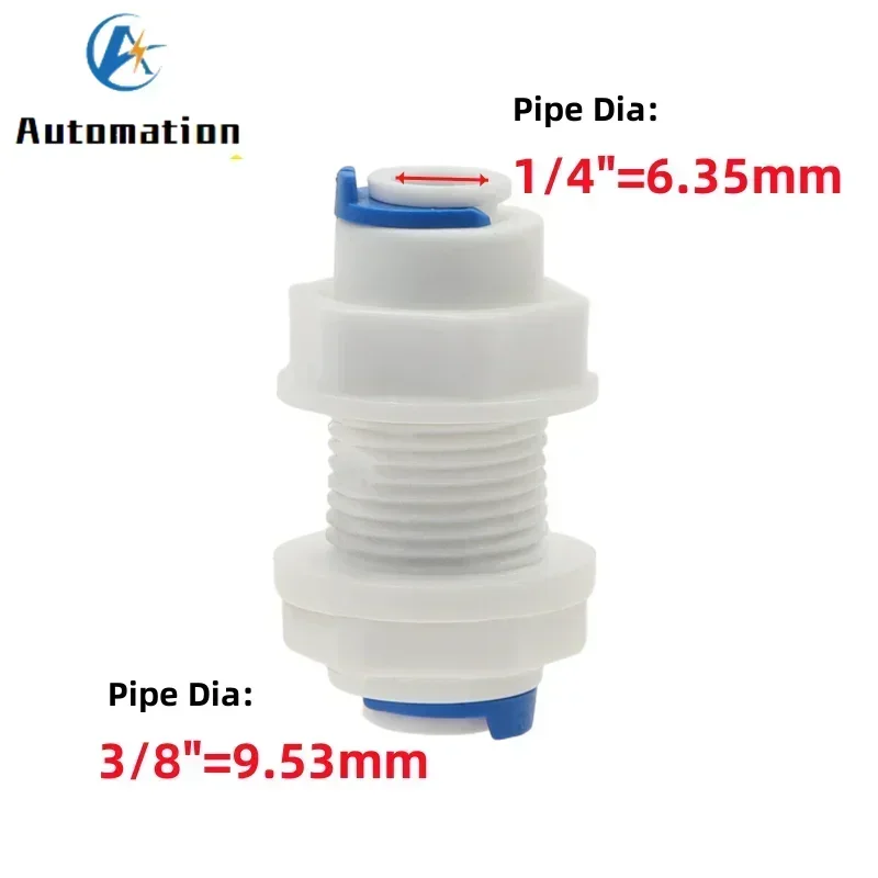 5pcs Reverse Osmosis System Straight Bulkhead Equal 1/4" 3/8" OD Hose Connection Coupling RO Water Plastic Quick Connector