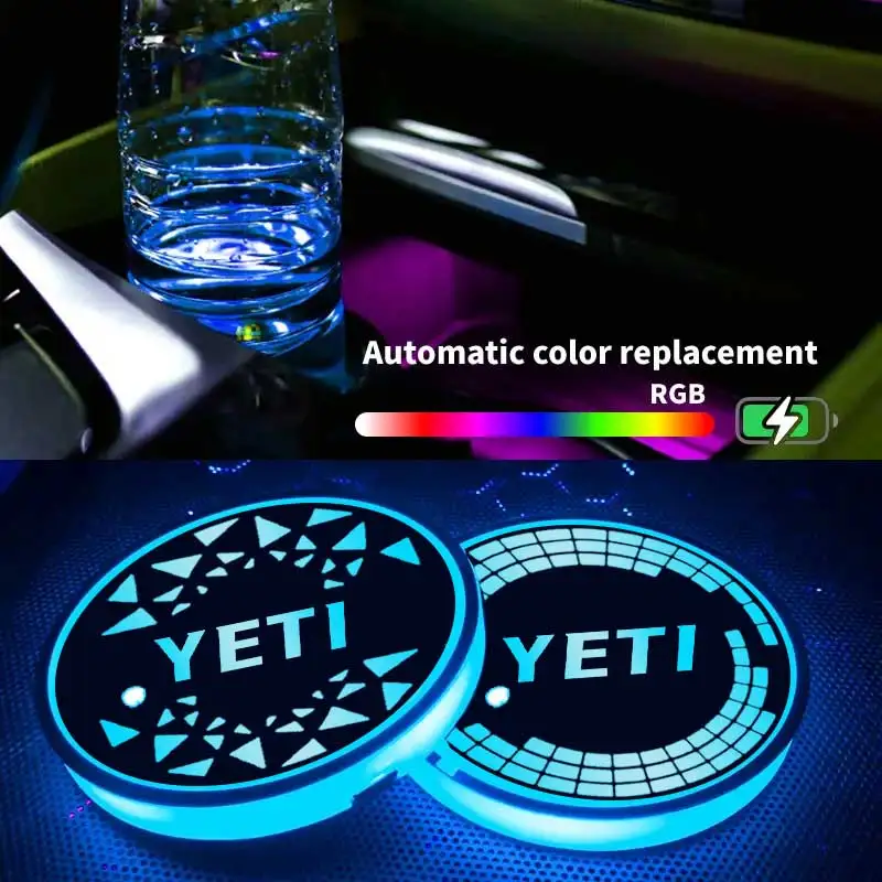 

Светодиодный светильник, автомобильные подставки для чашек, держатель для питья, умная лампа, красочные атмосферные огни, коврик для Skoda Yeti, аксессуары