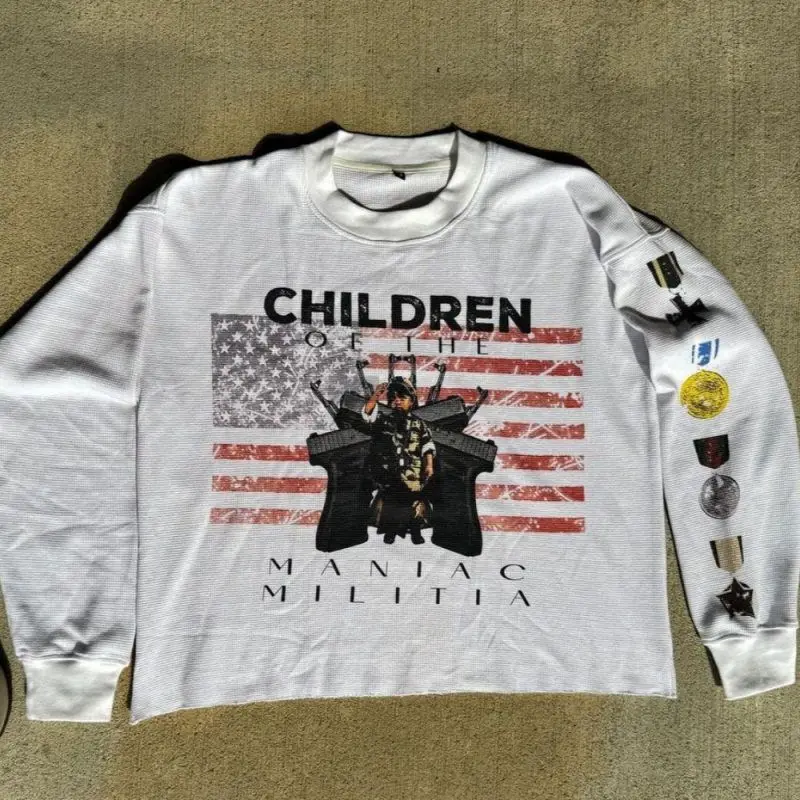 بنطلون واسع الساق مطبوع جديد وشعبي لعام 2025 مع تي شيرت برقبة مستديرة للمراهقين، تصميم كاذب من قطعتين من ألياف البوليستر بأكم...