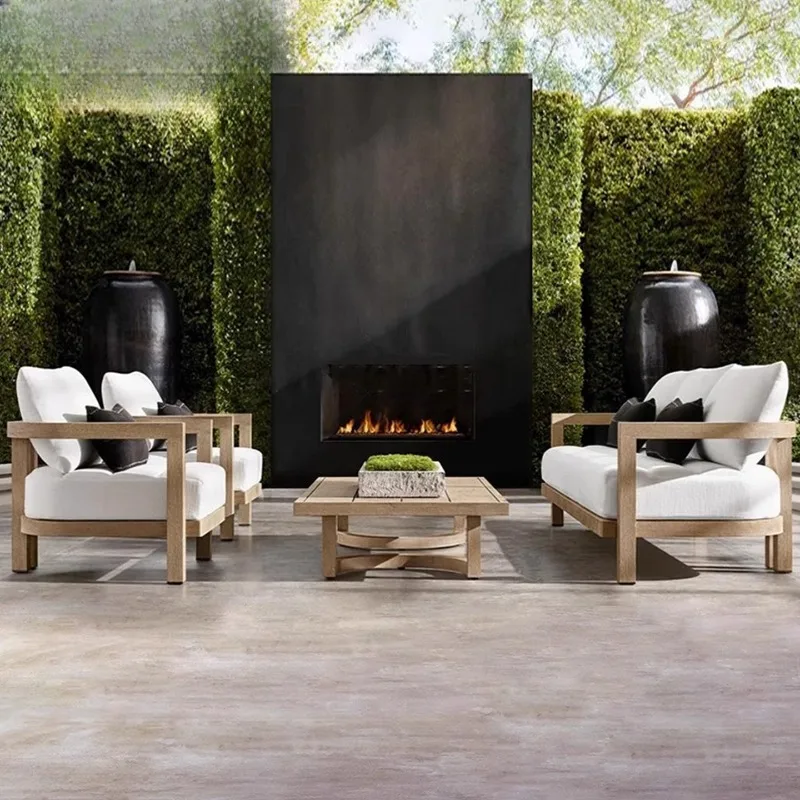 

Скандинавский высококачественный садовый диван из массива дерева для открытых пространств, вилл, садов, отелей и балконов.