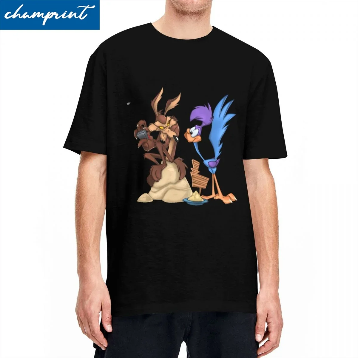 Men Women Control The Remote Roadrunner Coyote T Shirt Pure Cotton Tops Unique Round Collar Tee Shirt Birthday Present T-Shirt