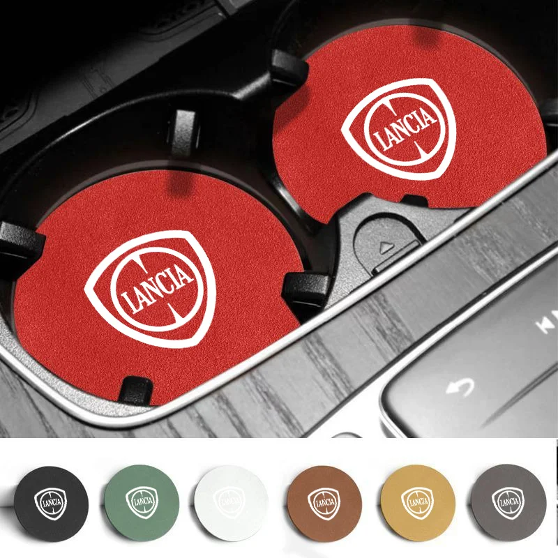 Fashion 2Pcs Car Water Cup Coaster Bottle Holder Anti-slip Pad Interior Accessory For Lancia Ypsilon Delta Phedra STRATOS Y