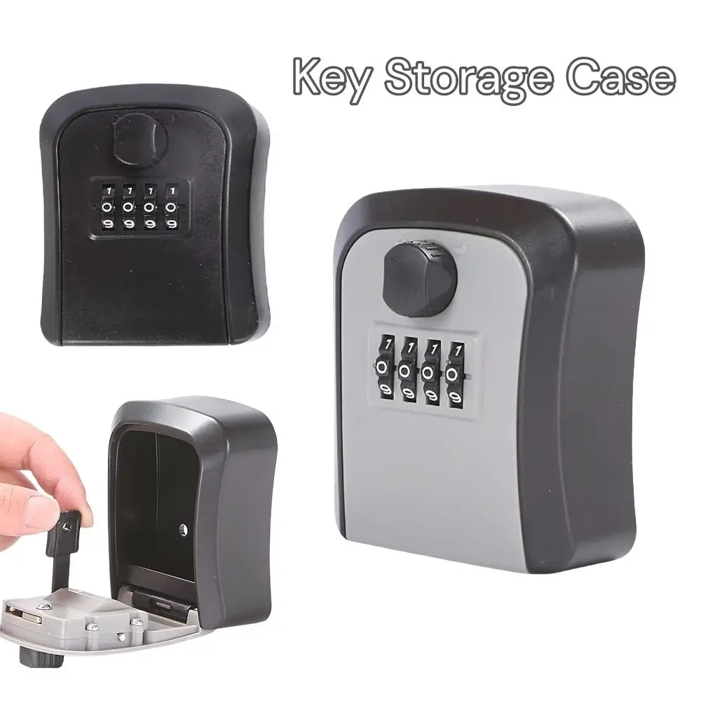 4 Digit Code Key Storage Case Locking Turn Knob Waterproof Password Key Box Hanging Design Key Organizer Box for Home Security