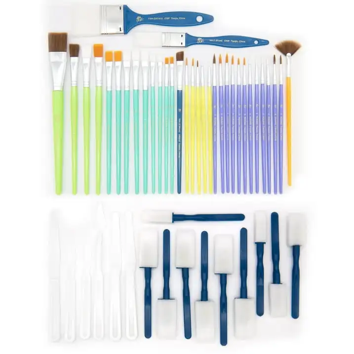 Hello Hobby Set di pennelli e schiuma multicolori assortiti da 50 pezzi, adulti, adolescenti