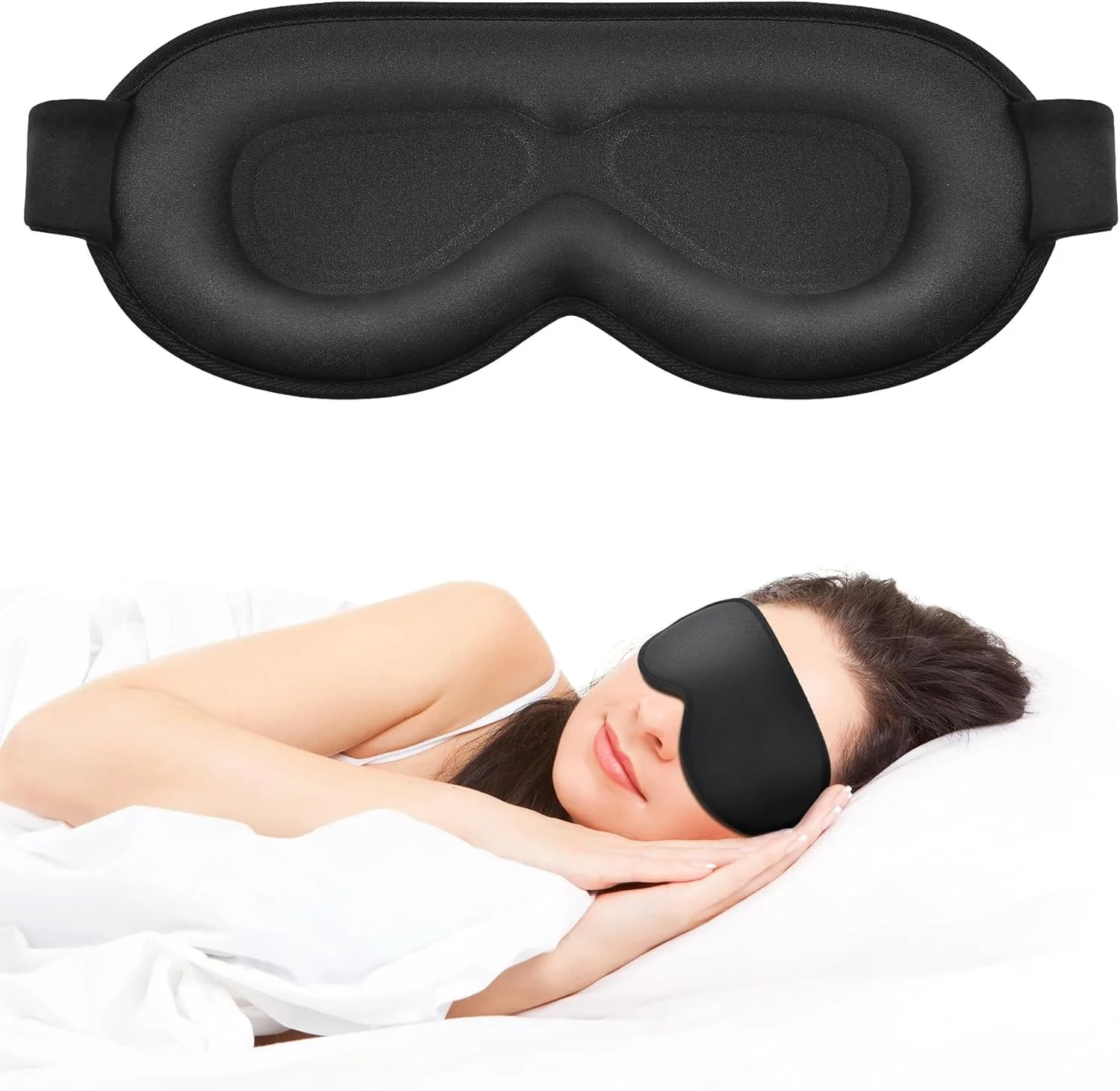 

Sleep Mask for Side Sleeper,Eye Mask Light Blocking,3D Contoured Cup Sleeping Mask,Soft Breathable with Adjustable Elastic Strap