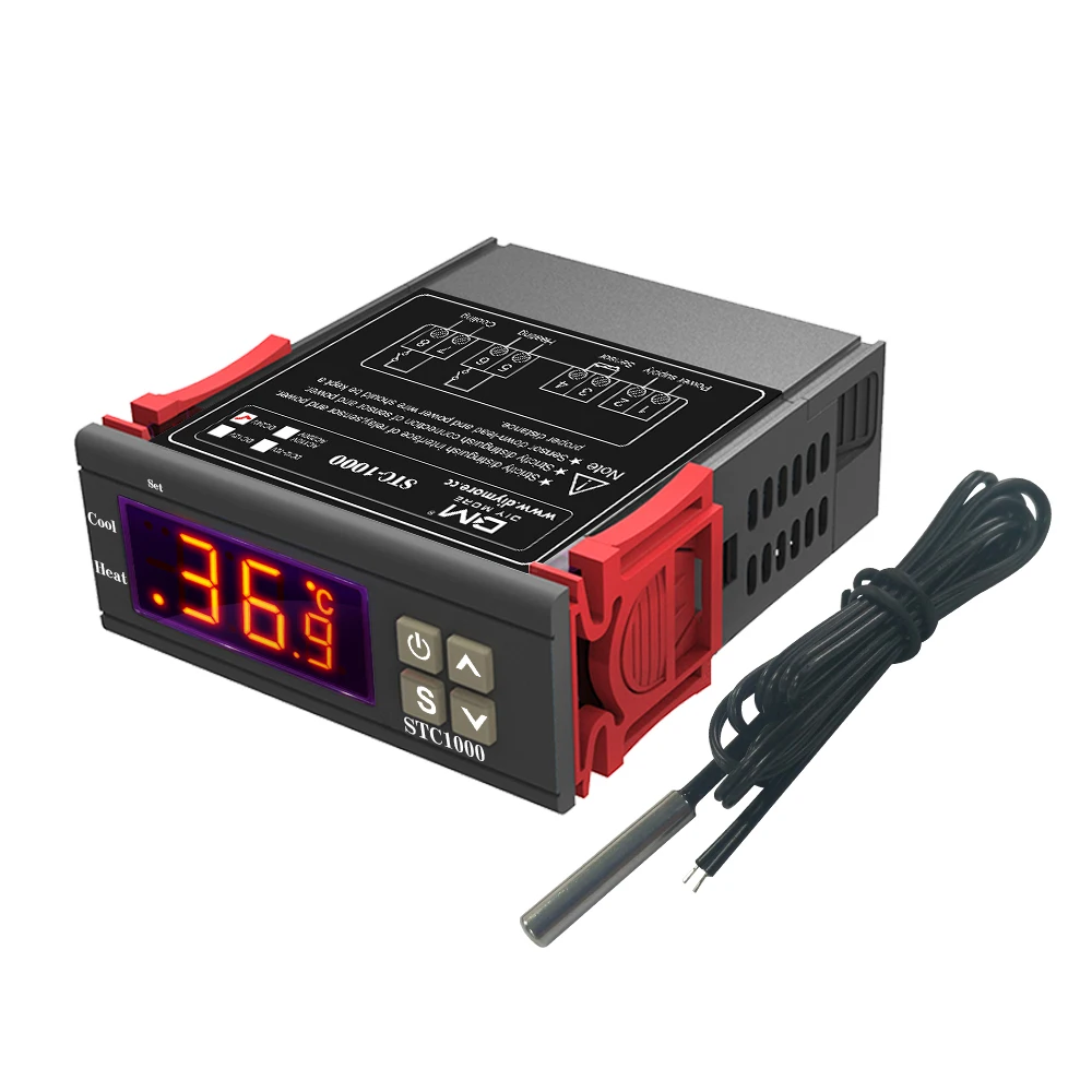 STC-1000 Digitaler Temperaturregler AC 110-220V DC12V 24V NTC-Sensor Rote Anzeige -50~99 ° C Messbereich Relaisausgang – Detail 3