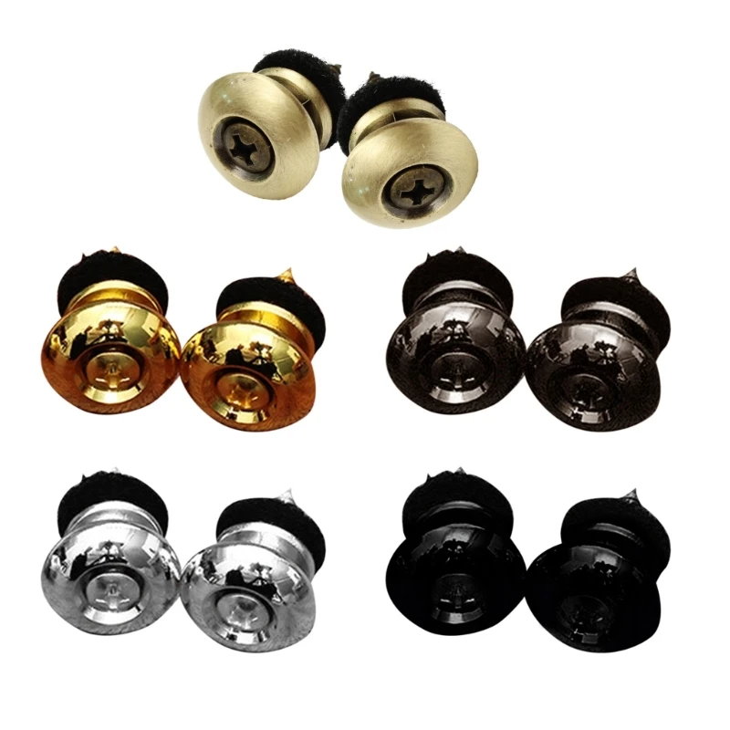 2Pcs/pack Guitar Strap Buttons End Pins with Mounting Screws and Felts Cushions Metal Guitar Strap Locks Strap Buttons 24BD