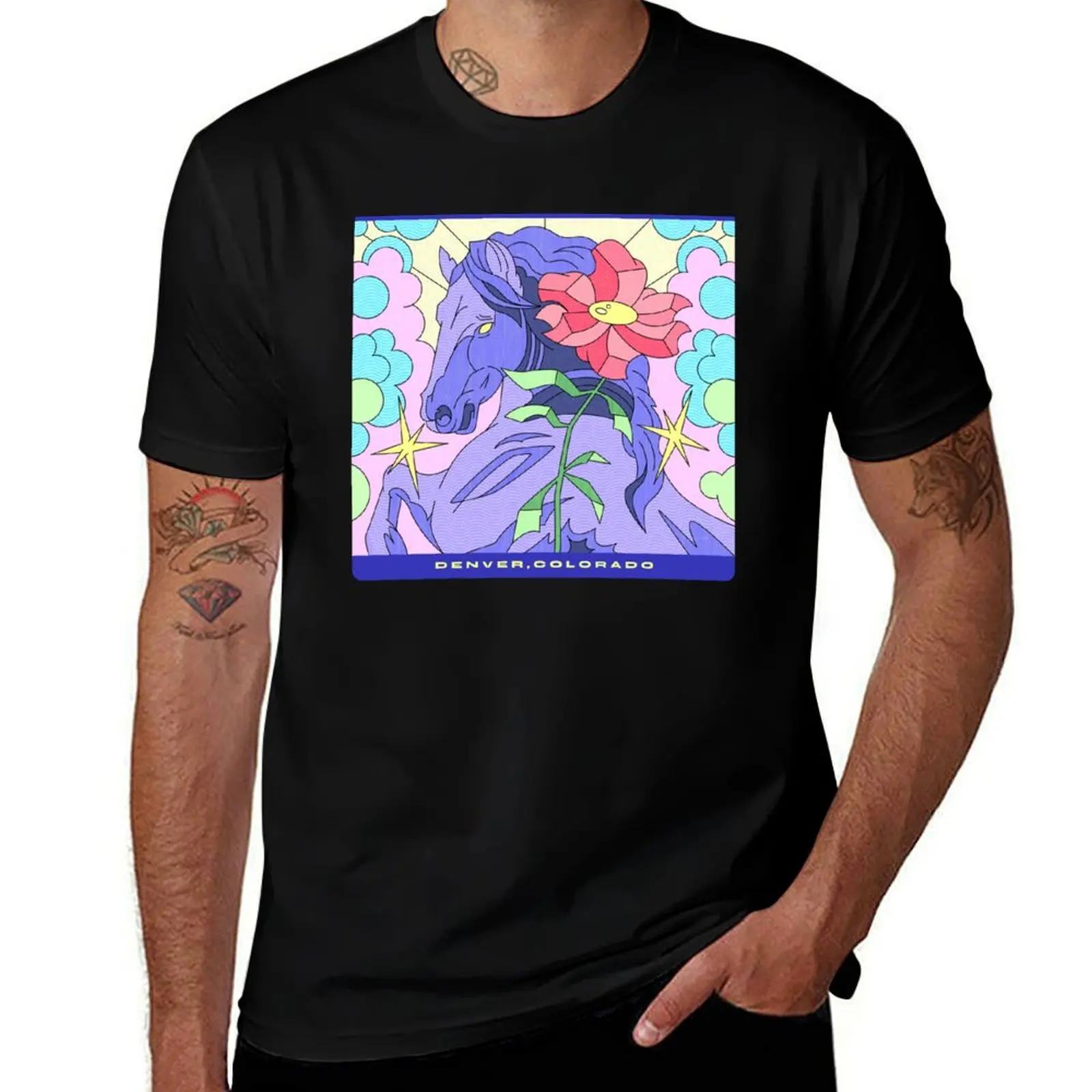 Blucifer Denver Colorado International Airport T-Shirt summer top customizeds black t shirts for men