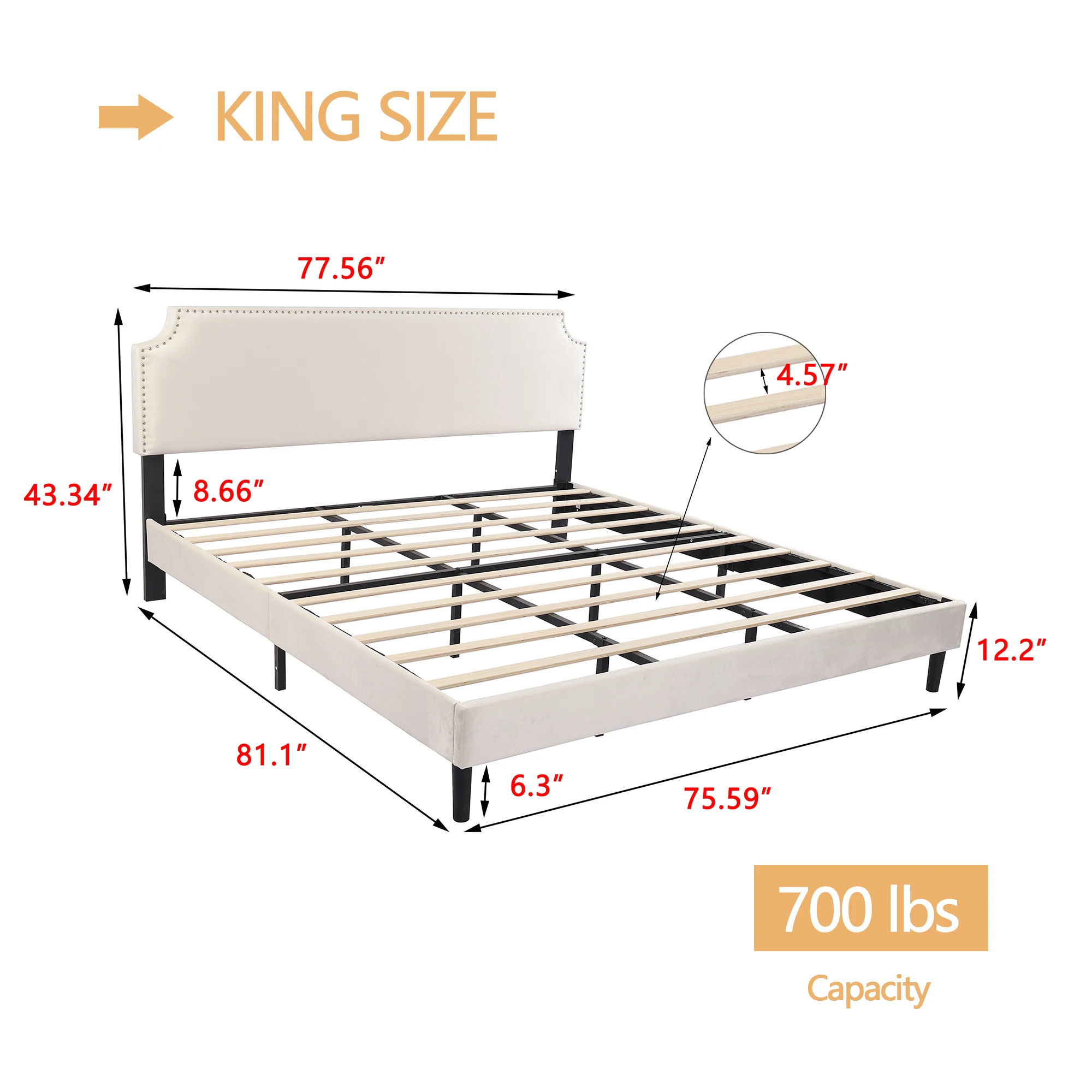 Upholstered Platform Bed Frame With Headboard With Button Tufting Solid Wood Slats Support No Box Spring Needed Easy Assembly