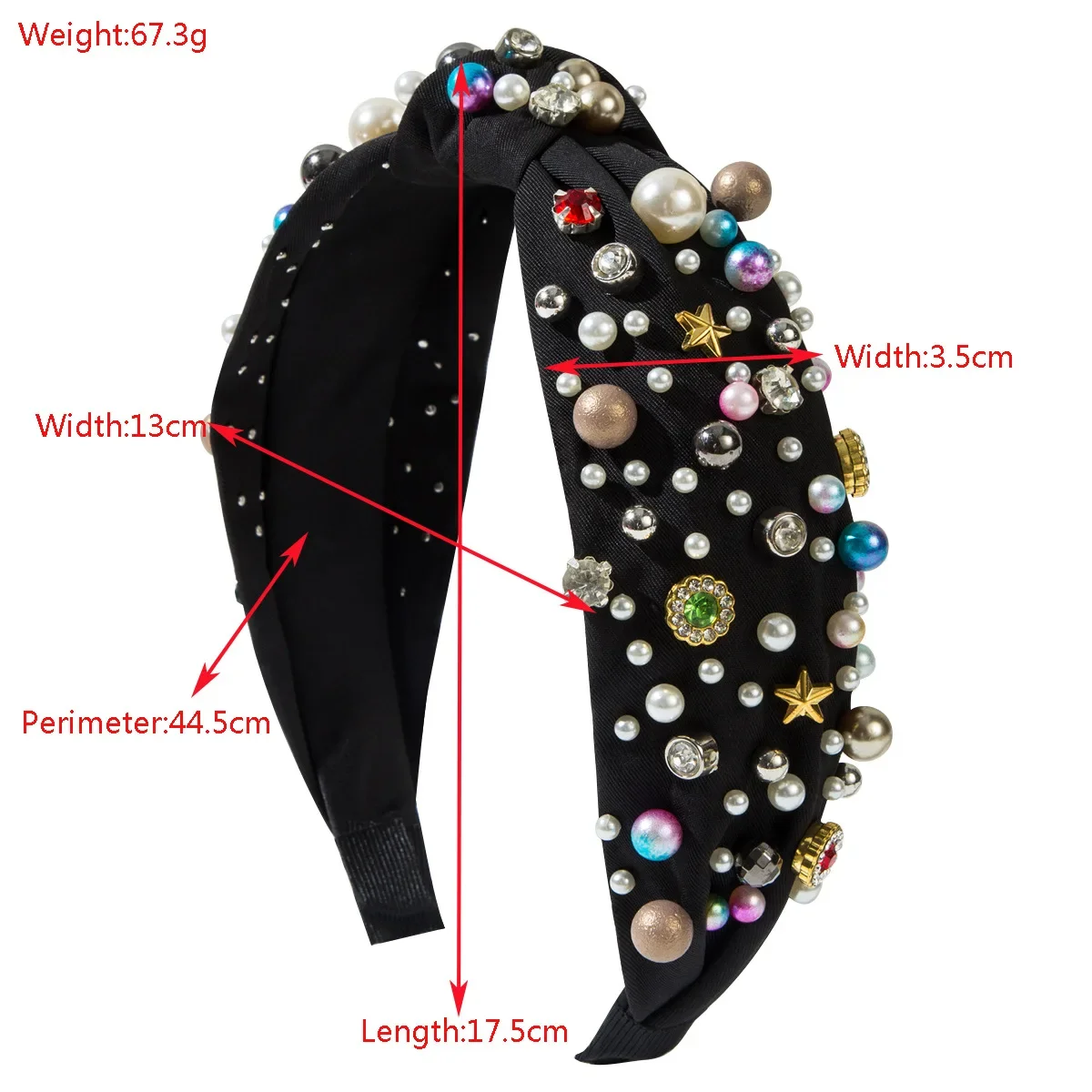 European and American Fabric Knotting Heavy Industry Nails Pearl Color High-quality Headband Versatile Hair Accessories