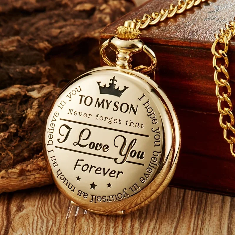 Keller Weber Engraved Pocket Watch To My Son I Love You Best Gift Quartz Pocket Watch Chain Fob Watches, Men Gift Present