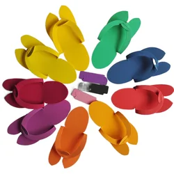 12 Pairs Random Color Disposable Foam Slippers Pedicure Slippper For Salon Spa Pedicure Foot Flip Flop Slippers