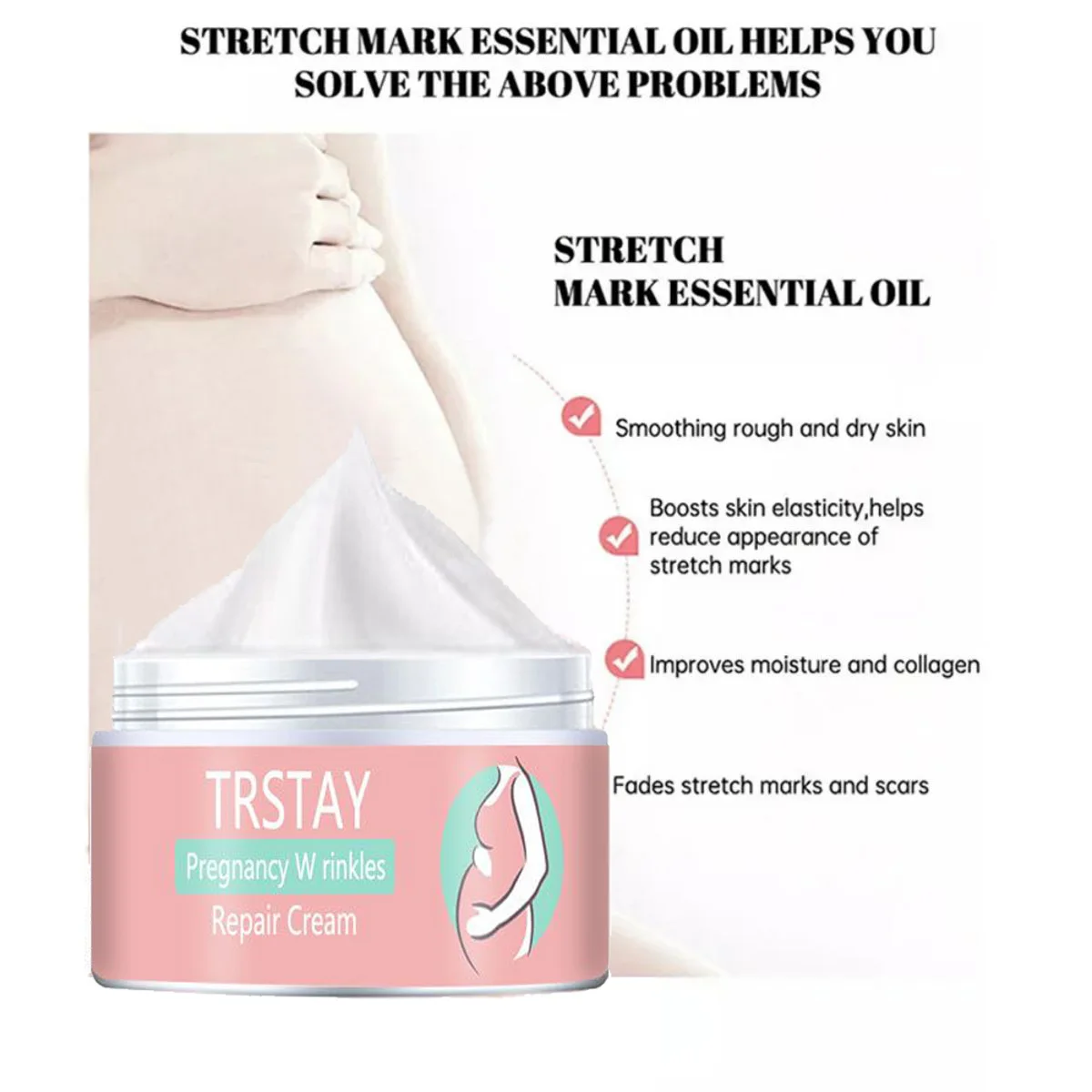 TRSTAY crème réparatrice pour la grossesse soins de la peau élasticité humidité collagène vergetures et cicatrices fondues pendant la maternité