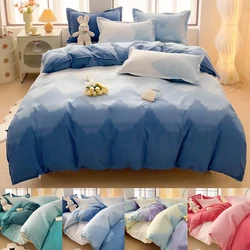 INS Style Bedding Set Four-piece Gradient Color Bedding Sheet Pillowcase Duvet Cover Set Twin Full Queen King Super King Size