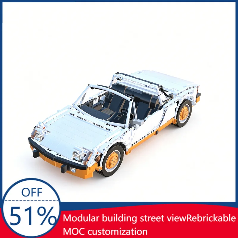 

2703PCS Speedy Sports Car 914 Can Am Creamsicle Classic Sports Car MOC Model Building Blocks Assembly Educational Toy Xmas Gift
