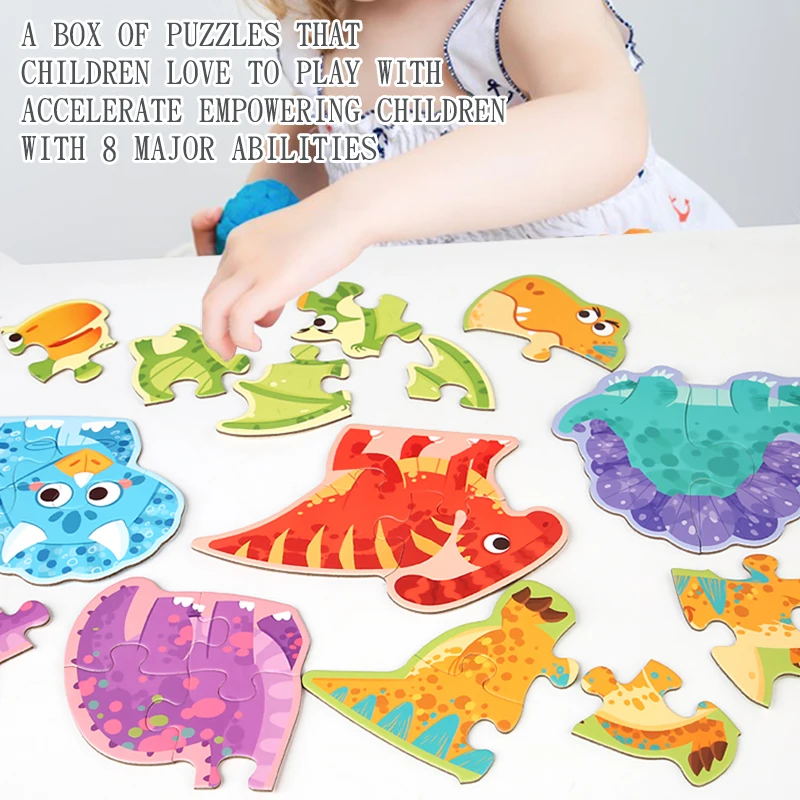 Wooden Jigsaw Puzzle Kids Toy Cartoon Animal Jigsaw Puzzles Game Early Educational Toys Gift Set for Children