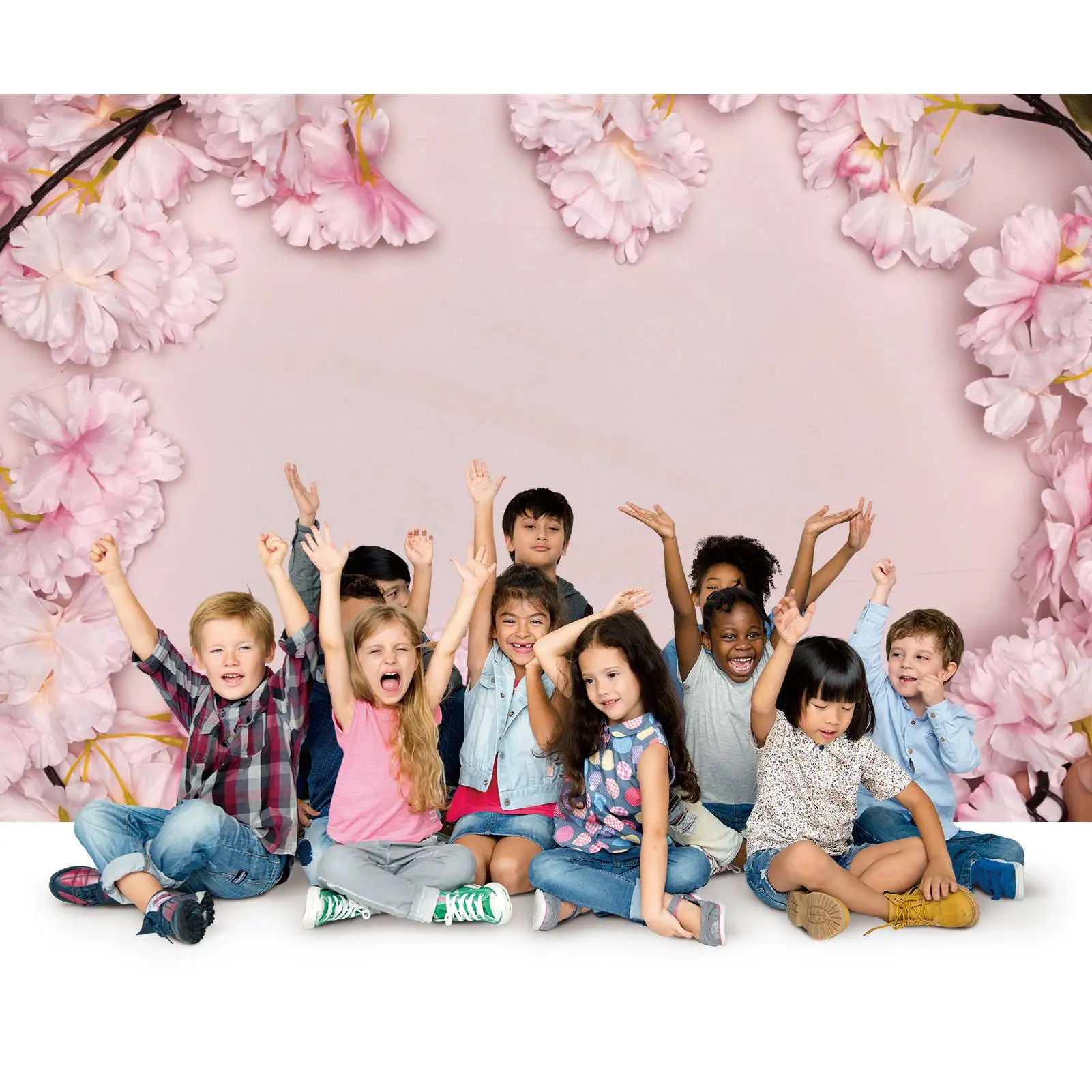 Pink Flowers Wall Photography Backdrops Spring Party Baby Shower Ins Style Birthday Wedding Custom Children Photo Backgrounds