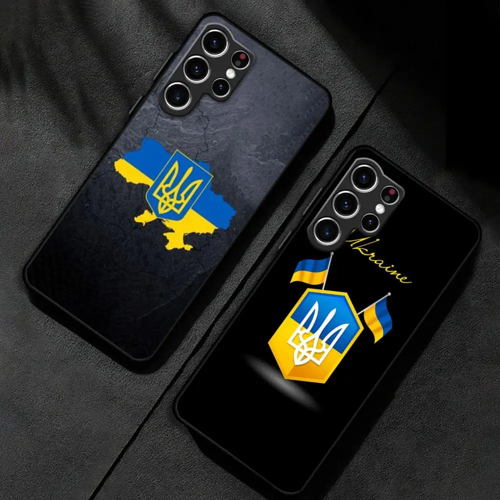 Justice U-kraines-Flag Phone Case For Samsung Galaxy S24 S23 S22 S21 S20 Plus Ultra Note20 Soft Black Phone Cover