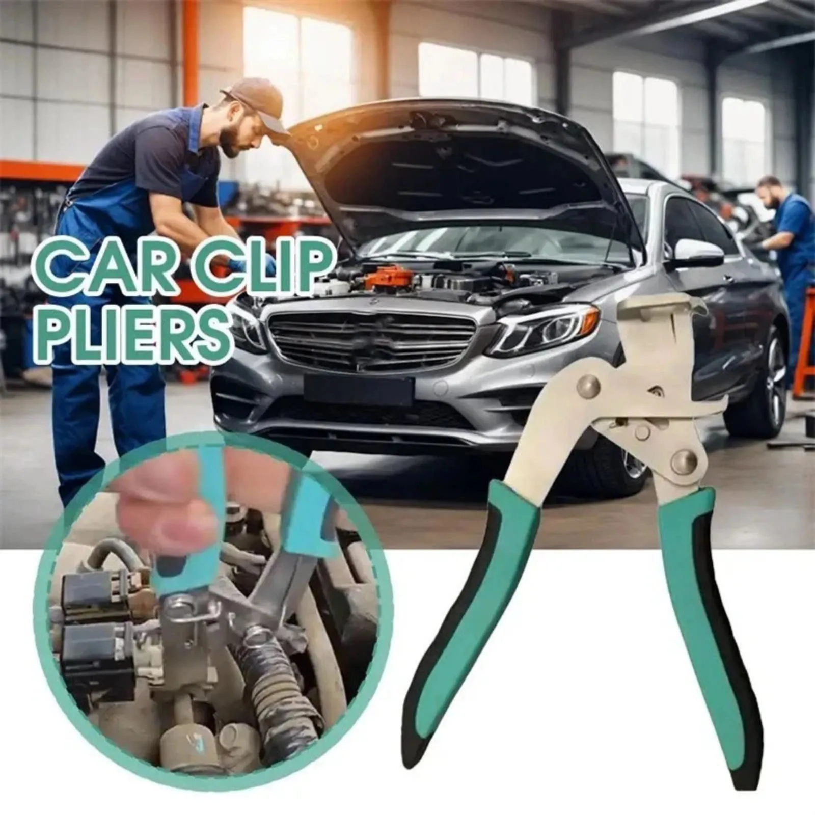 Car Clip Pliers Remover Tool, Auto Trim Fastener Removal Pliers for Door Panel Dashboard, Heavy Duty Spring Loaded PVC Handle